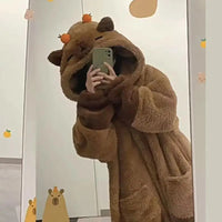 Winter Capybara Cosplay Costume Robes Adult Kigurumi Unicorn Onesie Anime Nightgown Halloween Cartoon Pajamas Sleepwear