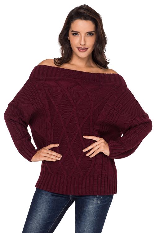 Green Off The Shoulder Winter Sweater