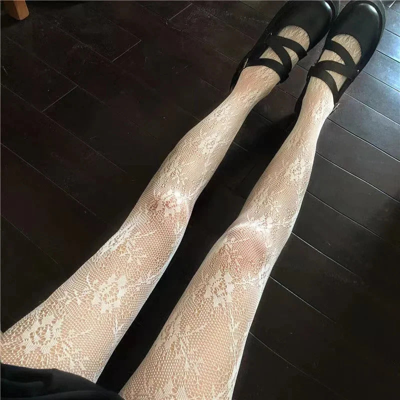 Women Rattan Sexy Stockings Club Party Anti-Snagging Flowers Tights Calcetines Fish Net Stocking Fishnet Mesh Lace Pantyhoses