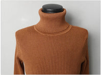 Women Autumn Winter Turtleneck Warm Bodycon Dress Long Sleeve Knit Solid Office Pullover Sexy Mini Dress for Ladies 2023