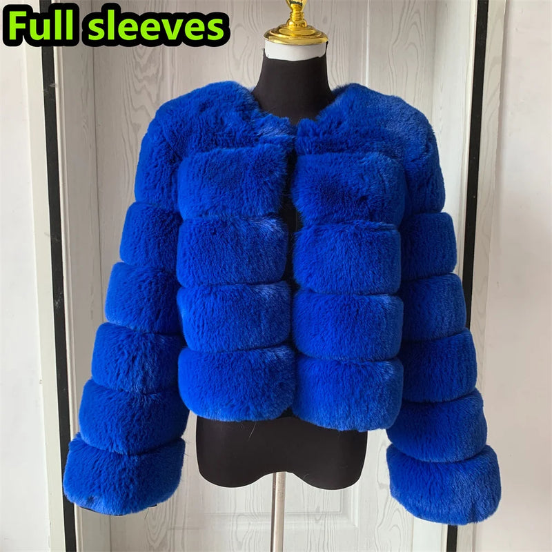 Women's Fashion faux fur coat super hot Autumn Winter women short Faux fox fur fluffy jacket high quality 7xl Ladies furry coats