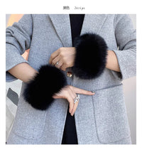 Natural Fox Fur Cuffs Wrist Arm Warmer Women Jacket Coat Sleeve Fur Triming Ladies Bracelet Real Fur Wristand Glove Snap Ring