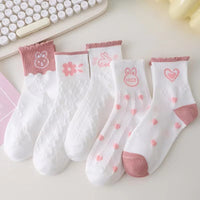 4 Pairs Letter & Heart Print Socks, Comfy & Cute Street Mid Tube Socks, Women's Stockings & Hosiery