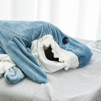 Cartoon Shark Sleeping Bag Pajamas Office Nap Shark Blanket Karakal Pajama Sets Fabric Mermaid Shawl Blanket For Christmas Gift