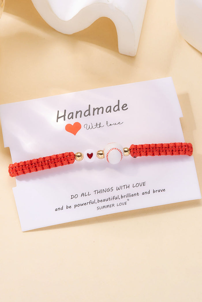 White Baseball Lover Fiery Red Rope Bracelet