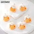 10/20/30pcs Kawaii Small Yellow Chicken Resin Charms Flocked Animal Pendant For Earring Keychains Diy Jewelry Make