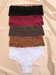 5Pcs/set Women Cotton Panties Floral Lace Intimate Underwear Trendy Patchwork Lace Briefs Female Soft Underpants Lingerie S-XL