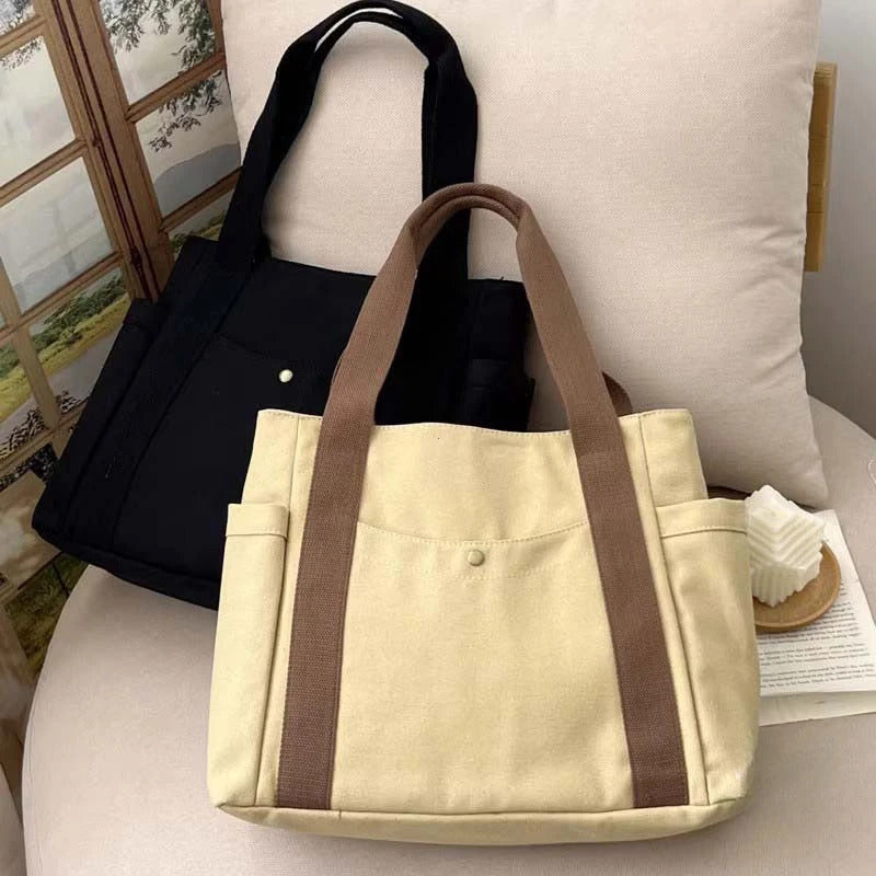 Large Capacity Canvas Tote Bags for Work Commuting Carrying Bag College Style Student Outfit Book Shoulder Bag Bolsos Para Mujer