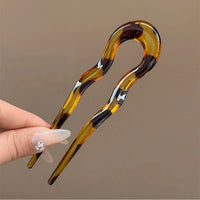 U-Shaped Hair Fork Fashion Tortoiseshell Acetate Acrylic Hairpin Geometric Design Headwear Hair Sticks Women Girls