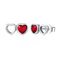 S925 Sterling Silver Valentine's Day Red Series Red Heart Charm Bow Ring Heart Necklace Fit Bracelet DIY for Women Jewelry Gift