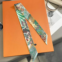 Luxury Design Horse Print Skinny Silk Ribbon Scarf Women5x85cm Hairband Soft Satin Female Foulard Floral Headband Bag Neck Ties