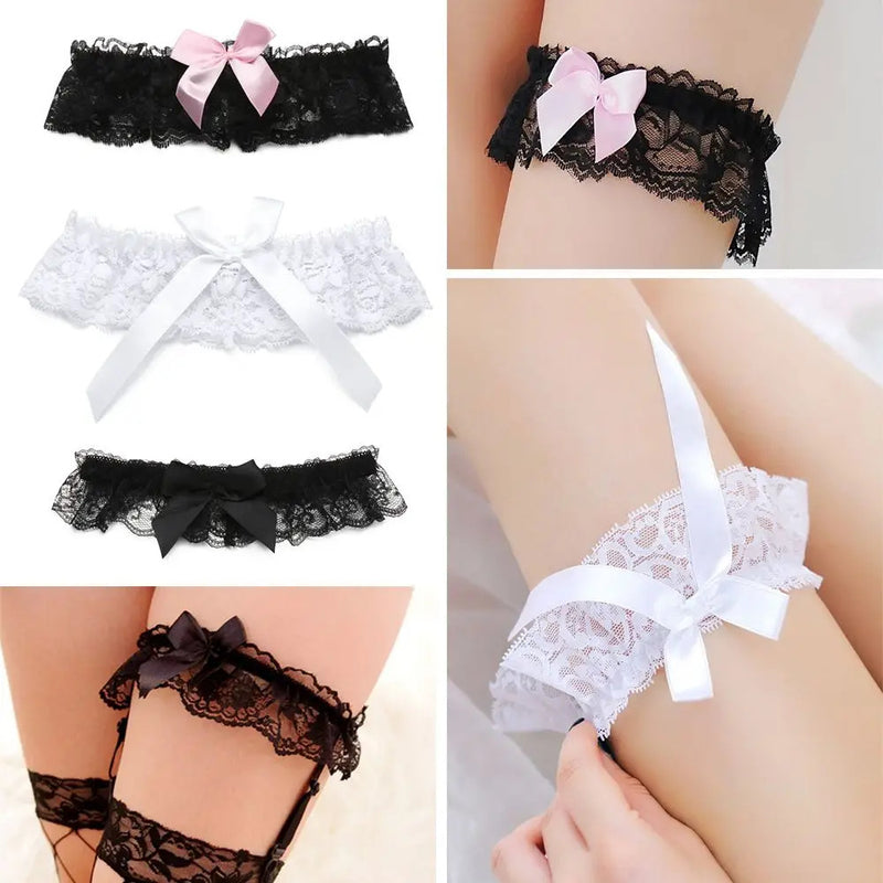 Sexy Fashion Lingerie Wedding Garter Belt Bride Cosplay Party Accessories Bowknot Lace Elastic Leg Ring