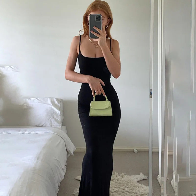 Satin Slip Sleeveless Backless Maxi Dress Women 2023 Y2K Summer Bodycon Elegant Sexy Outfits Ladies Birthday Party Club Sundress