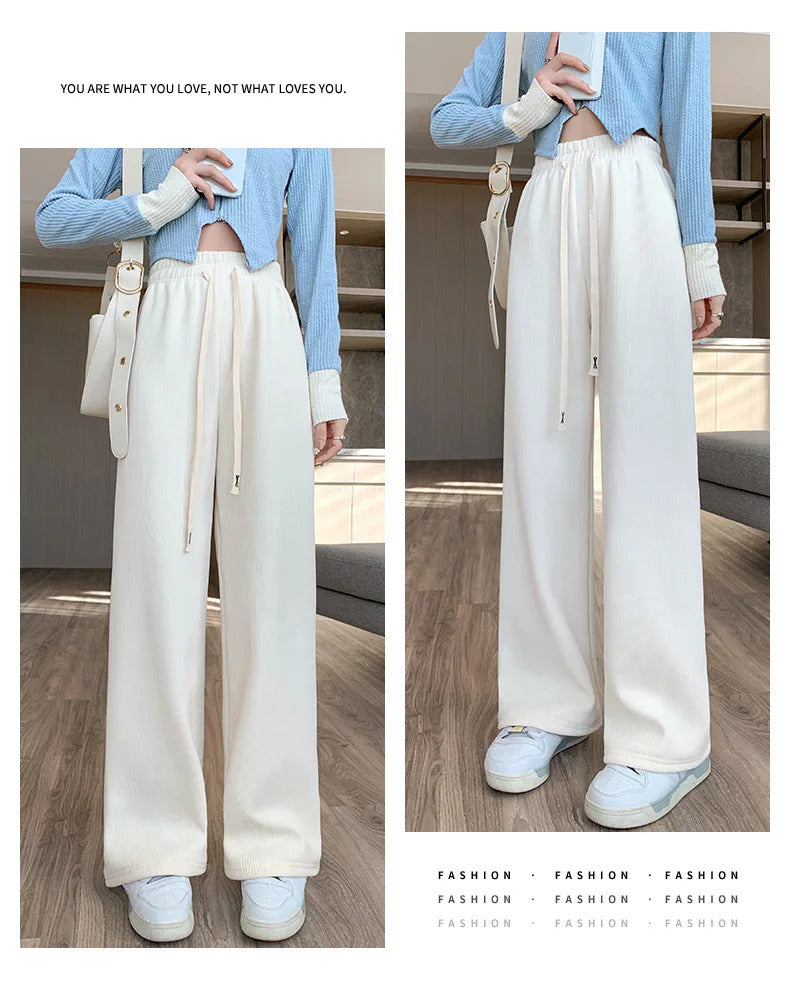 Women Long Pants Spring Autumn Women Elastic Waist Stright Long Wide leg pants 2024 Casual Female Long Pants Trousers