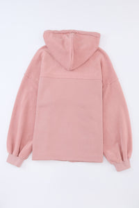 Green Flap Pocket Drawstring Hood Zip Up Jacket