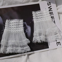 1Pair Spring Autumn Detachable Sleeve Cuffs Lace Cuffs Fake Sleeve Ruffles Elbow Sleeve Sun Protection Gloves Sweater Decorative