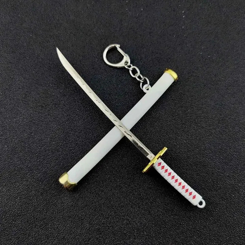 Mini Roronoa Zoro Samurai Sword Keychain Anime Scabbard Key Ring Katana Buckle Key Chain for Men Women Cosplay Toy Jewelry Gift