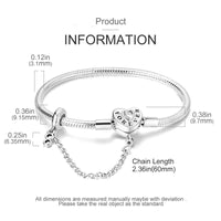 2024Hot Sale Heart Zircon Snake Chain Charm Beads Bracelet Women 925 Silver Original Pendant Bead DIY Jewelry Fine Festival Gift