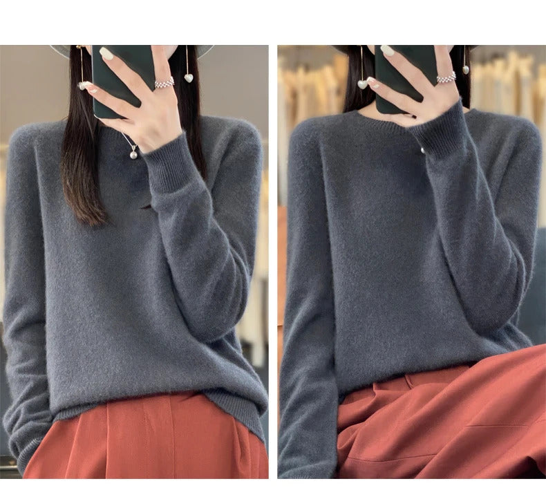 New cashmere sweater women's sweater in autumn and winter 100% merino wool fashion O-neck autumn warm pullover top