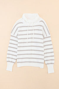 Cowl Neck Striped Print Drop Shoulder Sweater