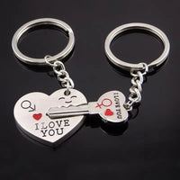 Hot Sale Zinc Alloy Silver Plated Lovers Gift Wedding Favors Couple My Heart Keychain Fashion Keyring Key Fob Creative Key Chain