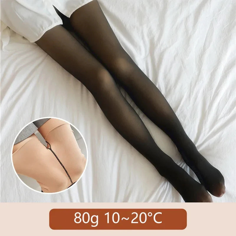 Winter Women Leggings 80/200g Fleece Warm Stockings Skin Effect Tights 2023 Female Print Leggings High-Elastic Thermal Pants