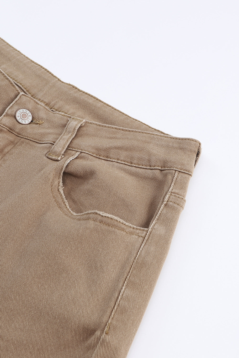 Khaki Raw Hem High Waist Flare Jeans