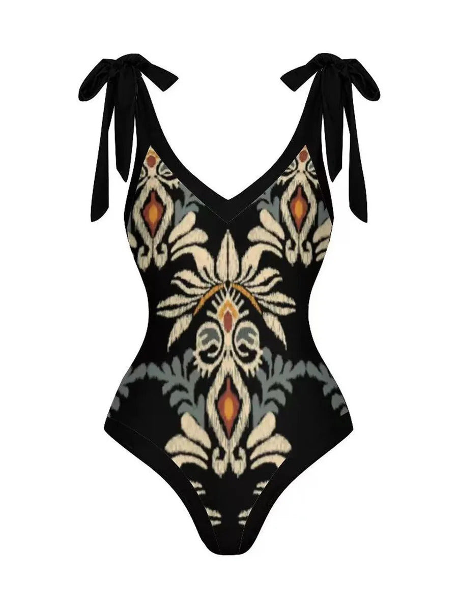 2024 String One Piece Swimsuit & Vent Skirt Padded Sexy Swimwear Women Bathing Suit Female Swimming Summer Beachwear Bodysuit