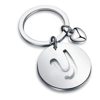 Popular A-Z  Round Brand Stainless Steel Keychain 26 Letter Keyring  Pendant Key Ring Buckle Chains for Car Motorcyle Gift