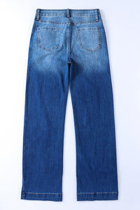 Blue High Rise Wide Leg Jeans