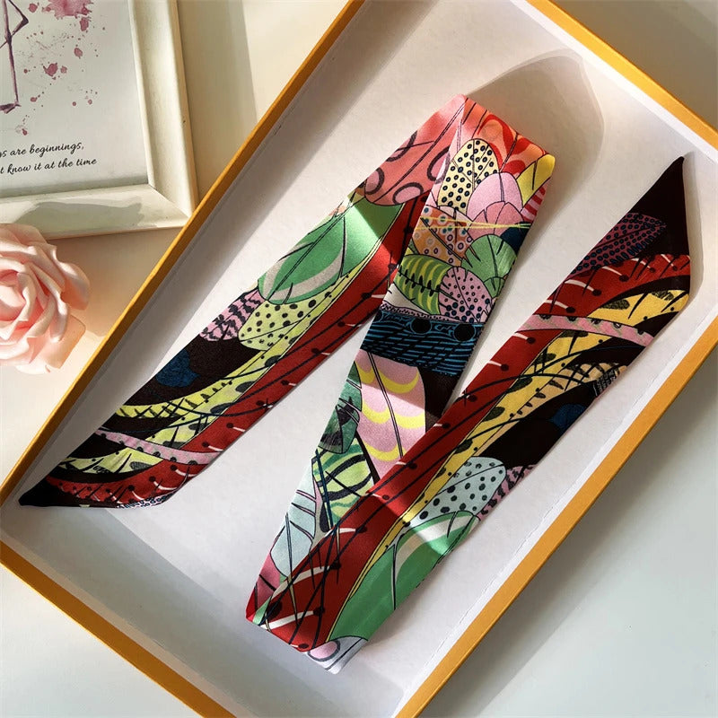 2022 Luxury Silk Scarf Slim Hair Accessories Fashion Bag Handle Ribbon Ladies Horse Print Headband Belt Ladies Fall New 60SKU