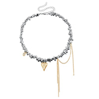 New Fashion Trend Accessories Love Fringe Pendant Irregular Beaded Necklace for Women Holiday Gift Stainless Steel Jewelry