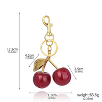 Fashion Delicious Red Cherry Keychain Summer Fruits Cherries Pendant Keyring For Women Men Jewelry Bag Key Accessories Gift