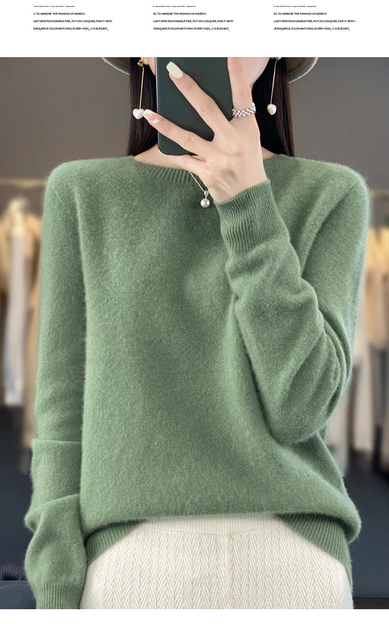 New cashmere sweater women's sweater in autumn and winter 100% merino wool fashion O-neck autumn warm pullover top