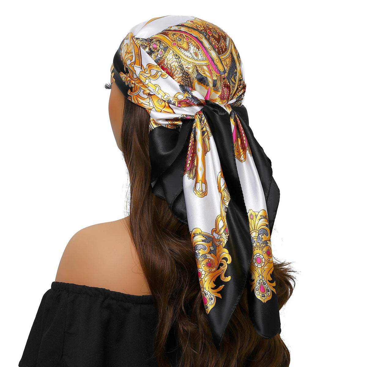 90*90cm Silk Scarf Women Print Hair Neck Square Office Ladies Shawl Bandanna Muslim Hijab Handkerchief Muffler Foulard female