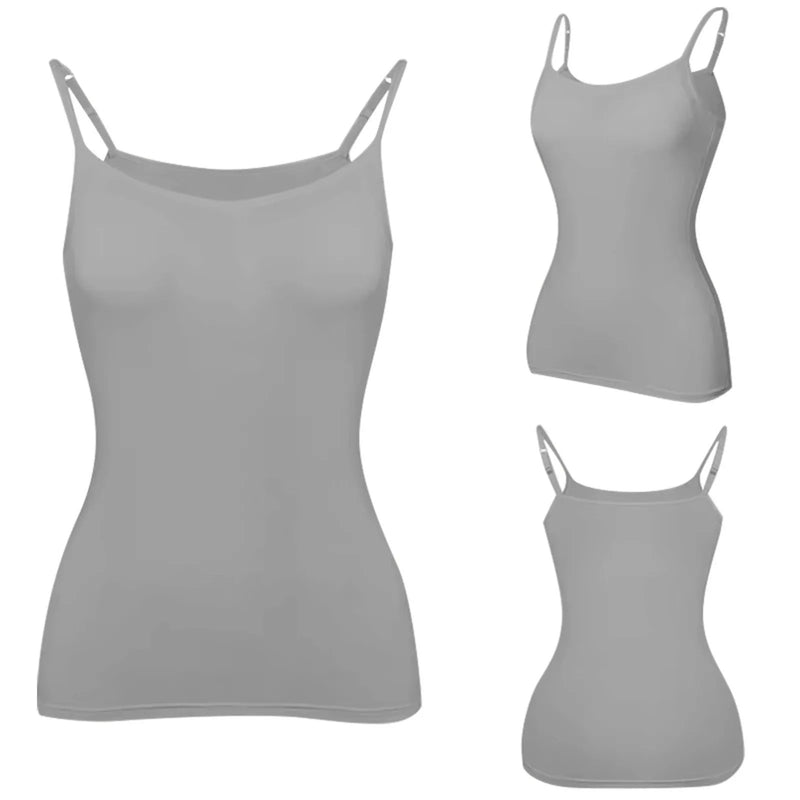 Padded Bra Tank Top Women Modal Spaghetti Solid Cami Top Vest Female Adjustable Camisole With Built In Bra Fitness Clothing