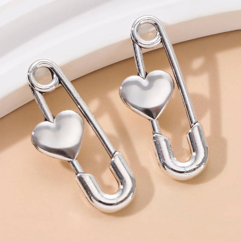 20pcs New Heart Paper Clip Alloy Charms Fashion Y2K Style Pendants For Making DIY Handmade Findings Accessories Necklace Jewelry