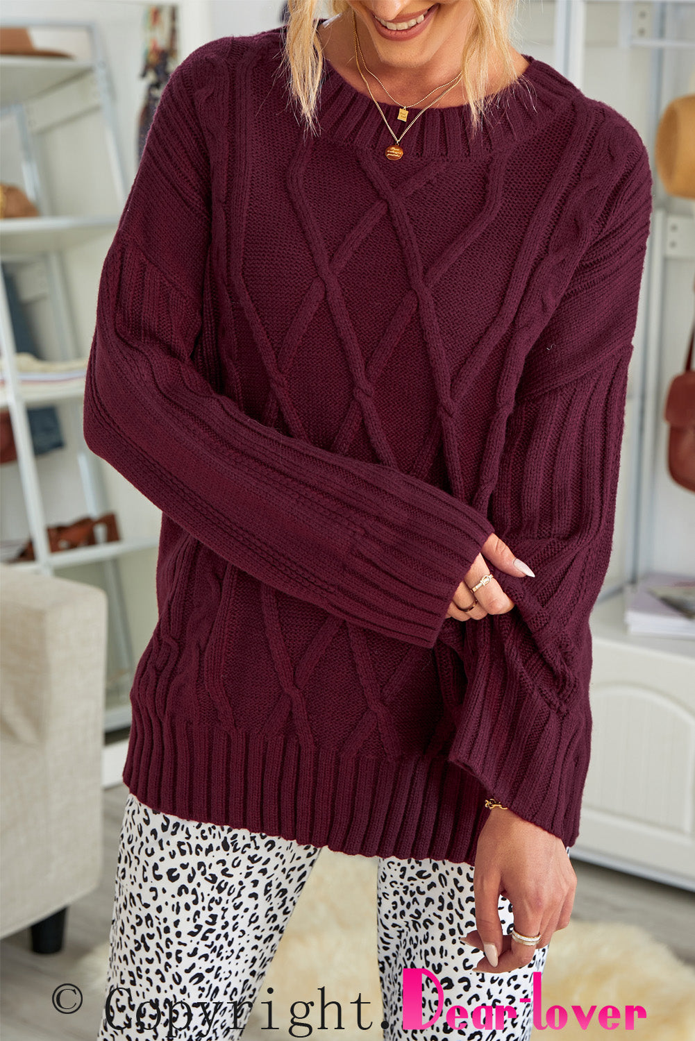 Wine Oversize Thick Pullover Sweater