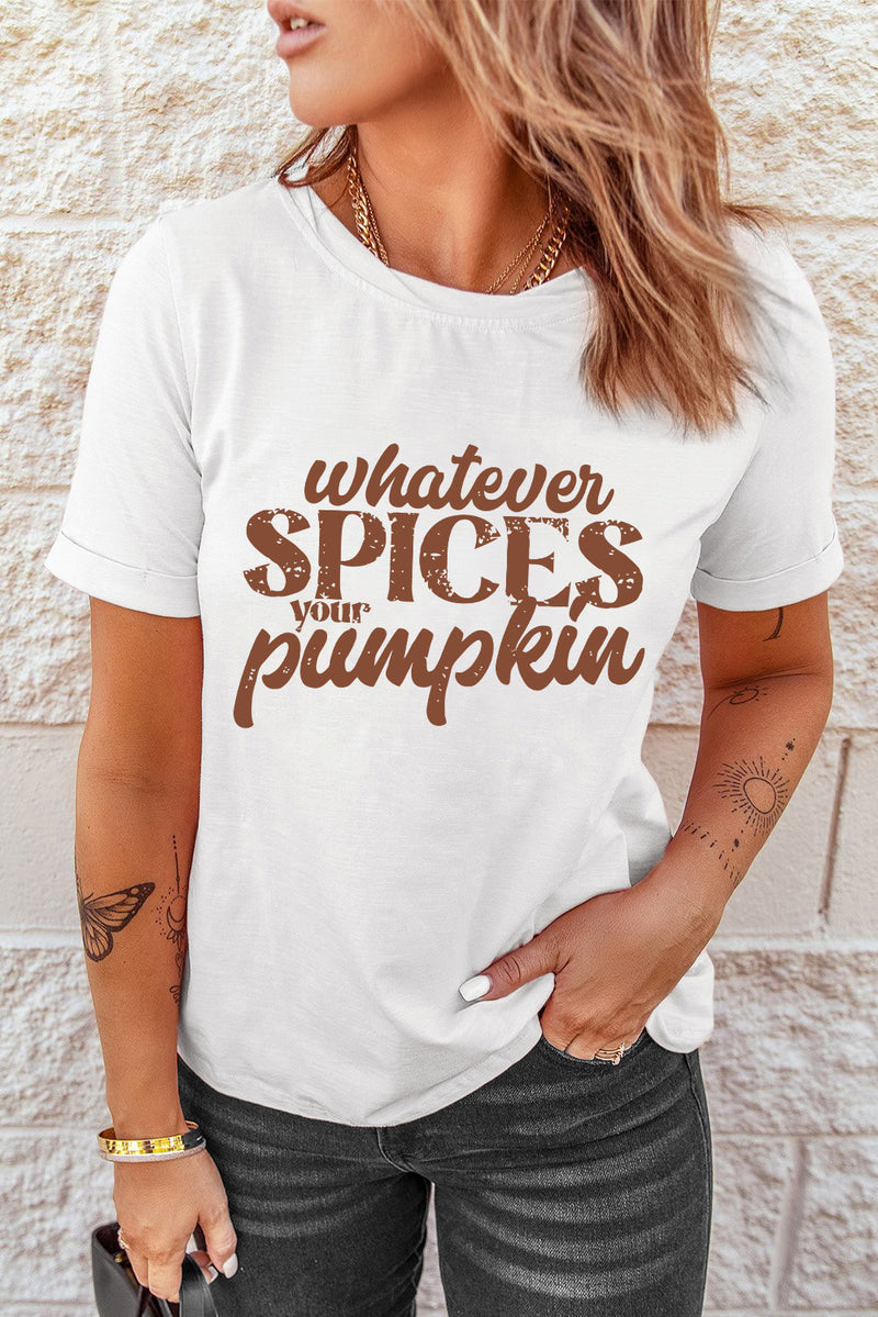 White Whatever Spices Your Pumpkin Graphic Tee