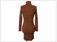 Women Autumn Winter Turtleneck Warm Bodycon Dress Long Sleeve Knit Solid Office Pullover Sexy Mini Dress for Ladies 2023