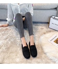 Luxury Sheep Fur Lined Loafers Women Lambswool Shoes Ladies Winter Slip On Furry Flats Cotton Wool Mocasine Femme Barefoot Boots