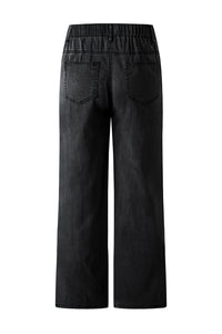 Black Tencel Wide Leg Soft Denim Pants