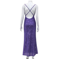 Ladies Autumn Bling Glitter Sequins New Fashion Evening Party Dress Women Sleeveless Backless Maxi Dresses Clubwear Fall Outfits