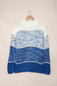 Red Colorblock Knit Pullover Sweater