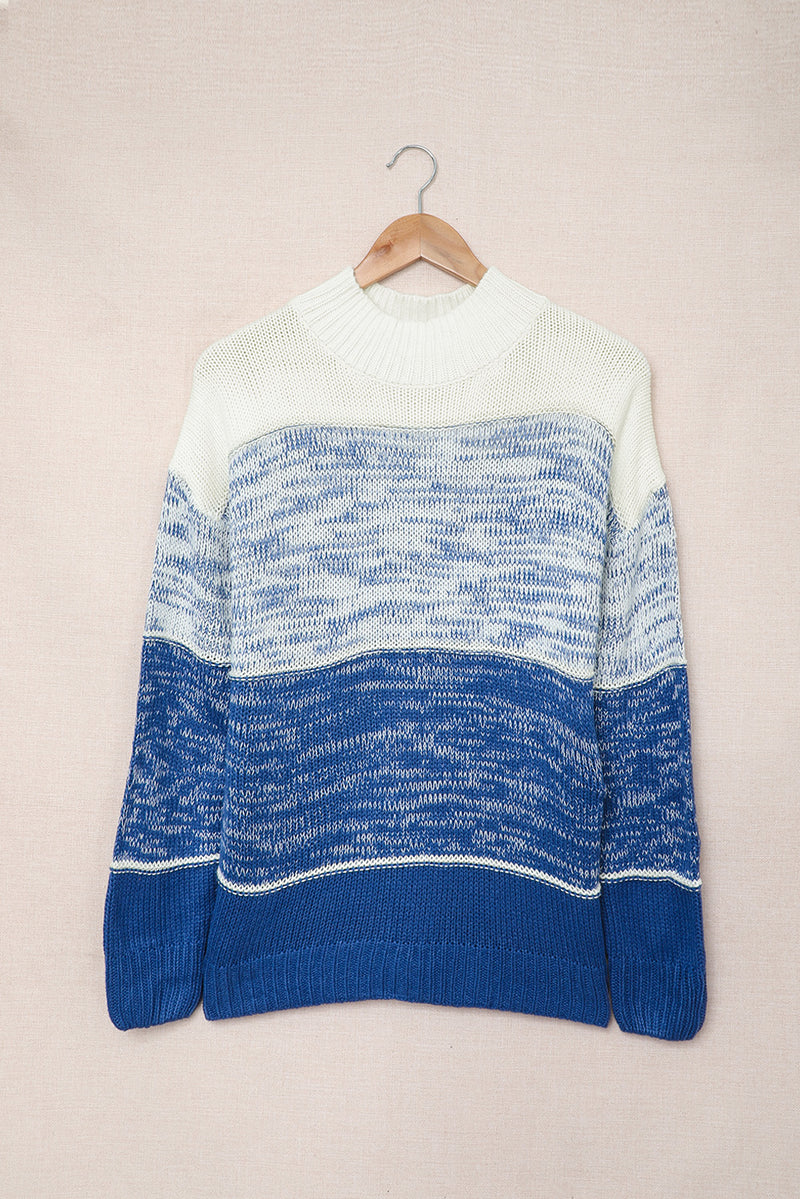 Red Colorblock Knit Pullover Sweater