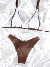 Brown Color Bikinis Bow Swimwear Women'S Summer Swimsuit 2024 Sexy Bikini Set Low Waist Beachwear Push Up Bathing Suits