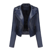 Leather coat  spring women leather jacket slim motorcycle clothing  Zipper fashion jackets and coats black high-quality clothing