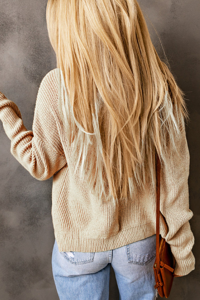 Apricot Drop Shoulder Open Front Knitted Cardigan