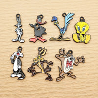 10pcs Anime Cartoon Charm for Jewelry Making Necklace Earring Keychain Phone Pendant Diy Accessories Alloy Metal Black Plated