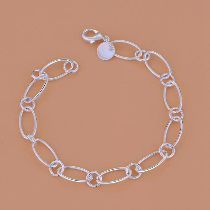 925 Sterling Silver Rose Flowe Bracelet Nice Snake Chain High Quality For Women Men Fashion Jewelry Wedding Engagement Party